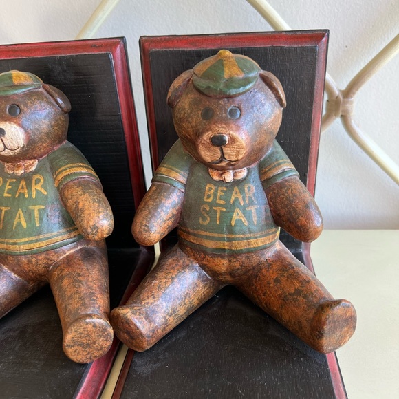 Vintage wooden bear bookends - Picture 6 of 11